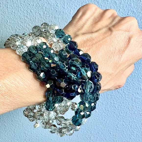 Swarovski Jewelry - Swarovski Elegant, Shimmering Blue & Crystal Beaded Bracelet, Authentic